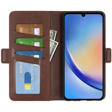 SKALO Samsung A34 5G Premium Plånboksfodral - Mörkbrun