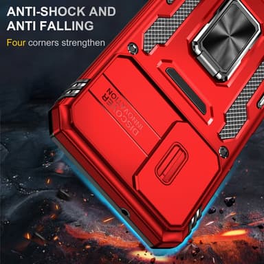 SKALO Samsung A14 4G/5G Armor Hybrid Metallring Kameraslider - Röd