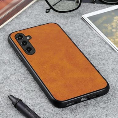 SKALO Samsung A14 4G/5G PU-Läder Hybrid Skal - Ljusbrun