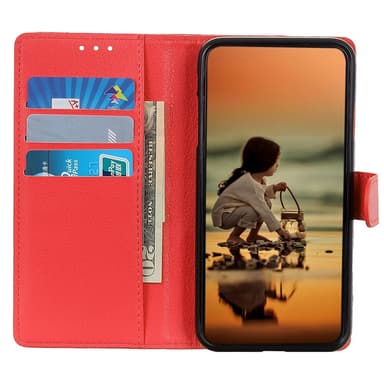 SKALO Samsung A14 4G/5G Litchi Plånboksfodral - Röd
