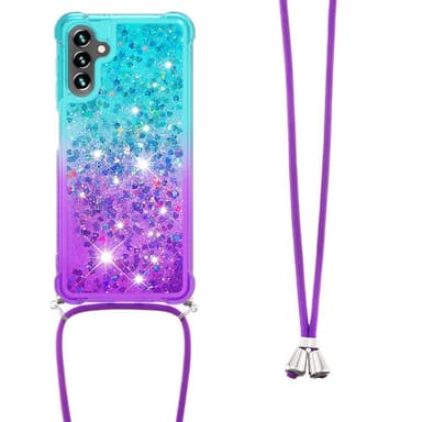 SKALO Samsung A54 5G Kvicksand Glitter Mobilhalsband - Turkos-Lila