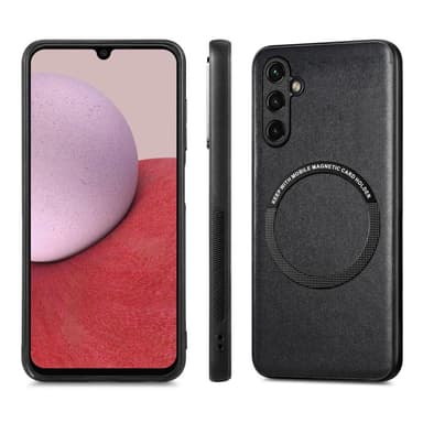 SKALO Samsung A14 4G/5G PU-Läder Hybrid Magnetring Skal - Svart
