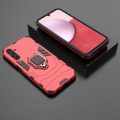 SKALO Samsung A14 4G/5G Armor Hybrid Metallring skal - Röd