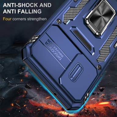 SKALO Samsung A14 4G/5G Armor Hybrid Metallring Kameraslider - Blå