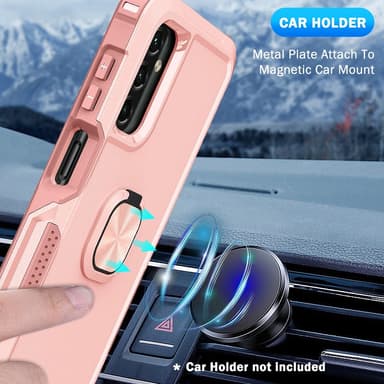 SKALO Samsung A54 5G Armor Hybrid Metallring skal - Rosa