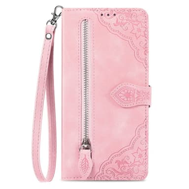 SKALO Samsung A14 4G/5G Big Wallet Flower Plånboksfodral - Rosa