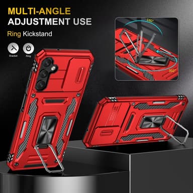 SKALO Samsung A14 4G/5G Armor Hybrid Metallring Kameraslider - Röd