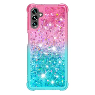 SKALO Samsung A54 5G Kvicksand Glitter Hjärtan TPU-skal - Rosa-Turkos