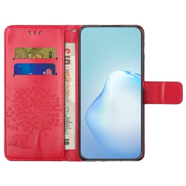 SKALO Samsung A14 4G/5G Owl Tree Plånboksfodral - Röd