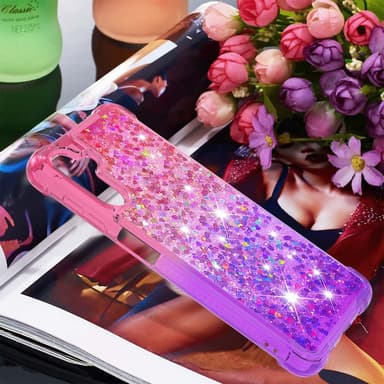 SKALO Samsung A34 5G Kvicksand Glitter Hjärtan TPU-skal - Rosa-Lila