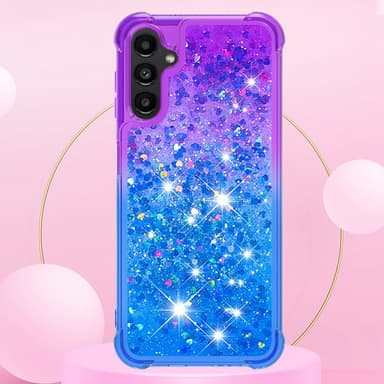 SKALO Samsung A14 5G Kvicksand Glitter Hjärtan TPU-skal - Lila-Blå