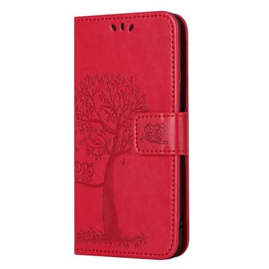 SKALO Samsung A14 4G/5G Owl Tree Plånboksfodral - Röd