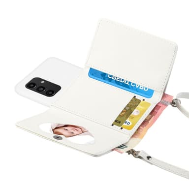SKALO Samsung A14 4G/5G TPU-Skal med Hjärta Plånbok - Vit