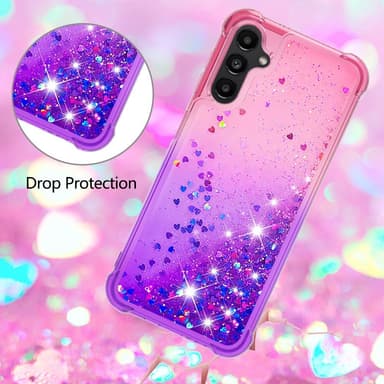 SKALO Samsung A14 5G Kvicksand Glitter Hjärtan TPU-skal - Rosa-Lila