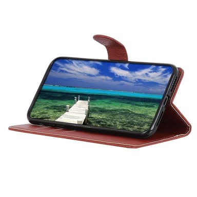 SKALO Samsung A14 4G/5G Litchi Plånboksfodral - Brun