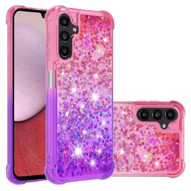 SKALO Samsung A14 5G Kvicksand Glitter Hjärtan TPU-skal - Rosa-Lila