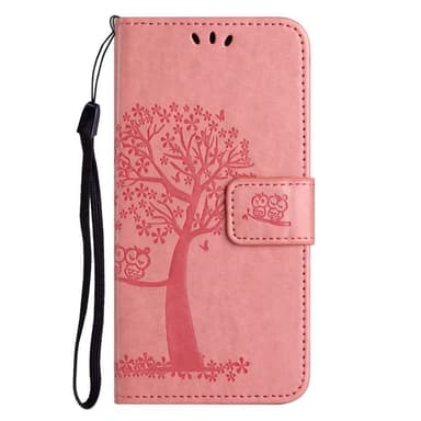 SKALO Samsung A14 4G/5G Owl Tree Plånboksfodral - Rosa