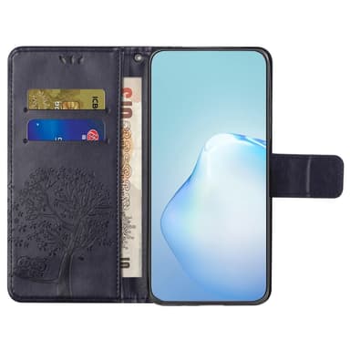 SKALO Samsung A14 4G/5G Owl Tree Plånboksfodral - Mörklila