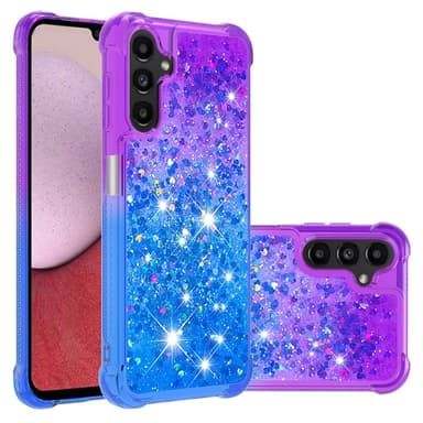 SKALO Samsung A14 5G Kvicksand Glitter Hjärtan TPU-skal - Lila-Blå