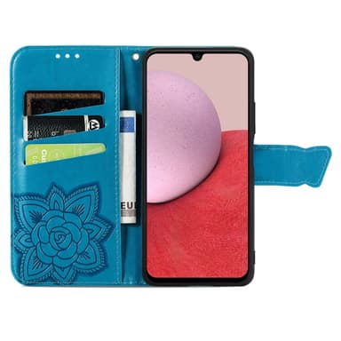SKALO Samsung A14 4G/5G Mandala Butterfly Plånboksfodral - Blå