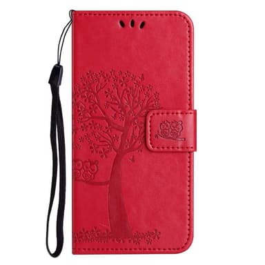 SKALO Samsung A14 4G/5G Owl Tree Plånboksfodral - Röd