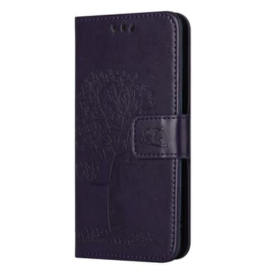 SKALO Samsung A14 4G/5G Owl Tree Plånboksfodral - Mörklila