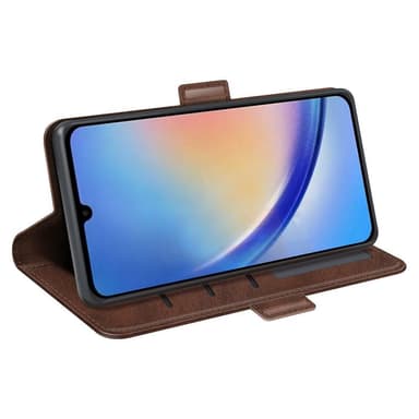 SKALO Samsung A34 5G Premium Plånboksfodral - Mörkbrun