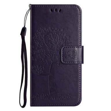 SKALO Samsung A14 4G/5G Owl Tree Plånboksfodral - Mörklila