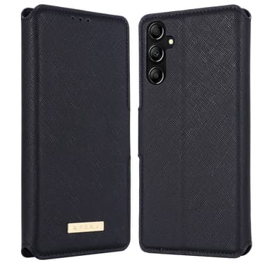 SKALO Samsung A14 4G/5G MUXMA Saffiano PU-Läder Plånboksfodral - Svart