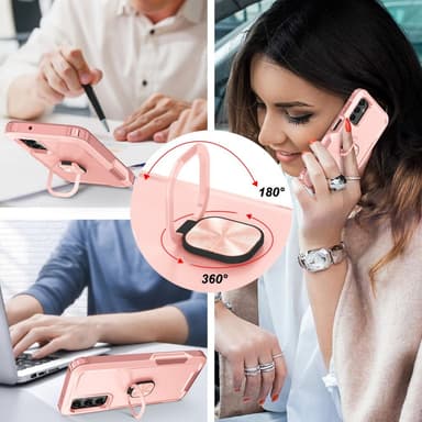 SKALO Samsung A54 5G Armor Hybrid Metallring skal - Rosa