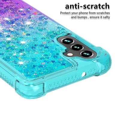 SKALO Samsung A54 5G Kvicksand Glitter Hjärtan TPU-skal - Turkos-Lila