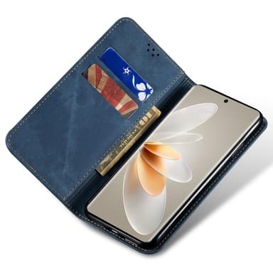 SKALO Samsung A34 5G Jeans Plånboksfodral - Blå