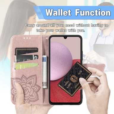 SKALO Samsung A14 4G/5G Mandala Butterfly Plånboksfodral - Roséguld