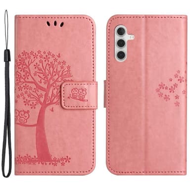 SKALO Samsung A14 4G/5G Owl Tree Plånboksfodral - Rosa