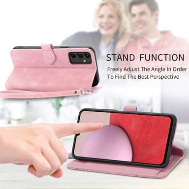 SKALO Samsung A14 4G/5G Big Wallet Flower Plånboksfodral - Rosa