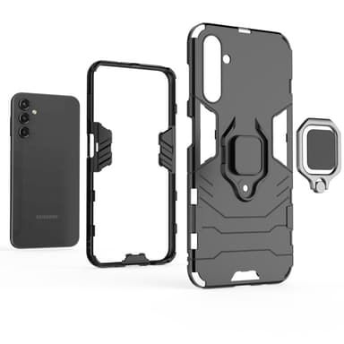 SKALO Samsung A14 4G/5G Armor Hybrid Metallring skal - Svart