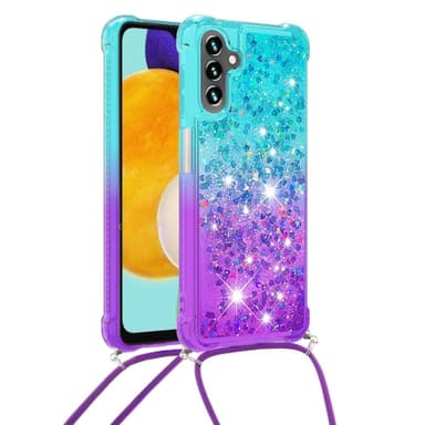 SKALO Samsung A54 5G Kvicksand Glitter Mobilhalsband - Turkos-Lila