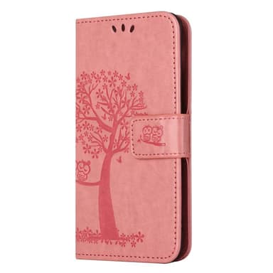 SKALO Samsung A14 4G/5G Owl Tree Plånboksfodral - Rosa