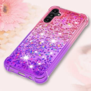 SKALO Samsung A14 5G Kvicksand Glitter Hjärtan TPU-skal - Rosa-Lila