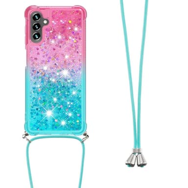 SKALO Samsung A34 5G Kvicksand Glitter Mobilhalsband - Rosa-Turkos