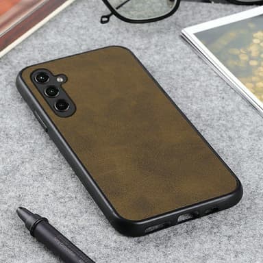 SKALO Samsung A14 4G/5G PU-Läder Hybrid Skal - Mörkbrun
