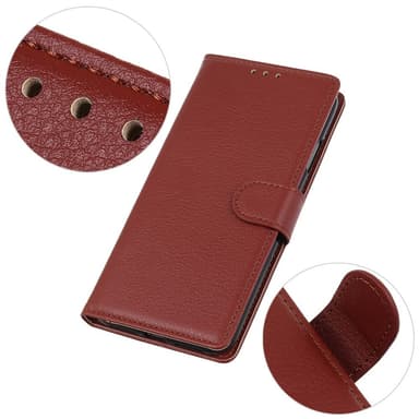 SKALO Samsung A14 4G/5G Litchi Plånboksfodral - Brun
