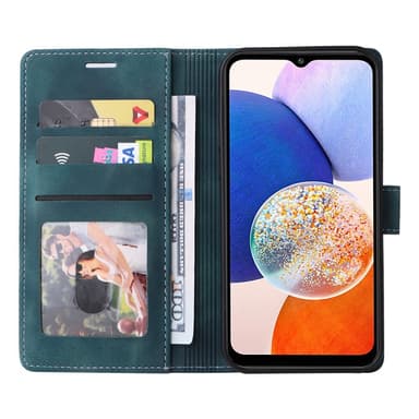 SKALO Samsung A14 4G/5G Plånboksfodral i PU-Läder - Blå