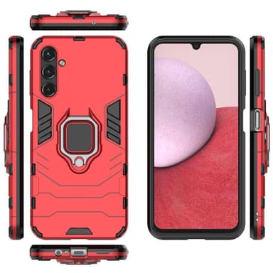 SKALO Samsung A14 4G/5G Armor Hybrid Metallring skal - Röd