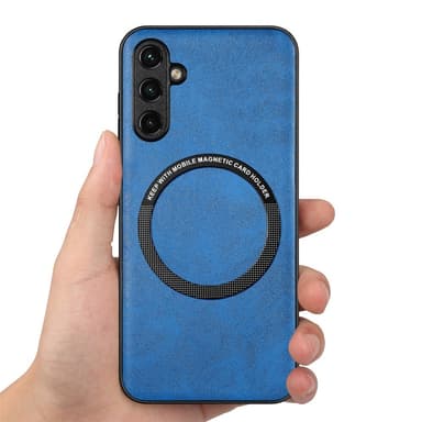 SKALO Samsung A14 4G/5G PU-Läder Hybrid Magnetring Skal - Blå