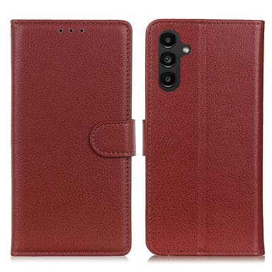 SKALO Samsung A14 4G/5G Litchi Plånboksfodral - Brun