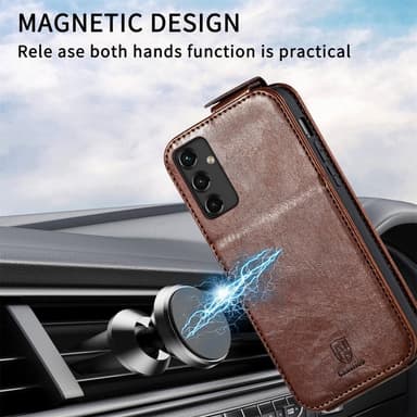 SKALO Samsung A14 4G/5G CASENEO Vertical Flip Plånbok - Brun