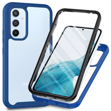 SKALO Samsung A54 5G Shockproof Clear Hybrid Skal + Skärmskydd - Mörkblå
