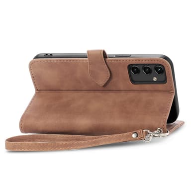 SKALO Samsung A14 4G/5G Big Wallet Flower Plånboksfodral - Brun