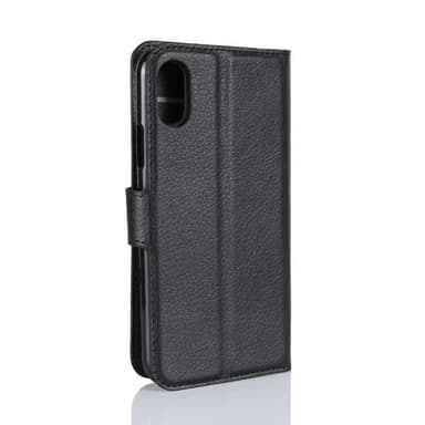 Plånboksväska i läderimitation med kortfack till iPhone X/XS, Svart